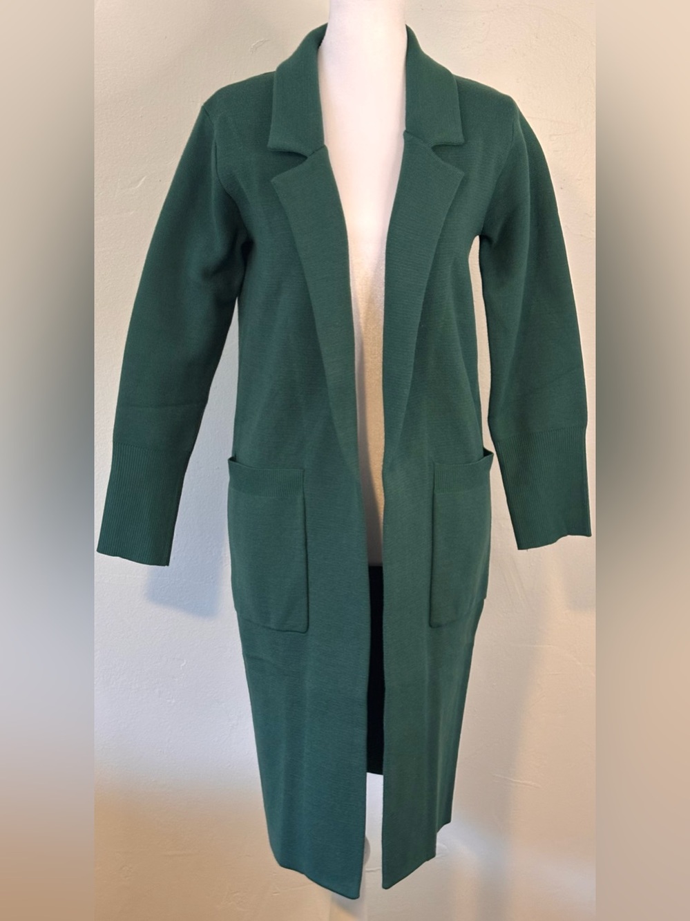 ANRABESS Long Cardigan Open Front Green Sweater Women’s Size XS - Picture 3 of 12